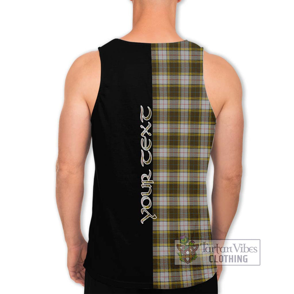 Buchanan Dress Tartan Men's Tank Top with Family Crest and Half Of Me Style - Tartanvibesclothing Shop