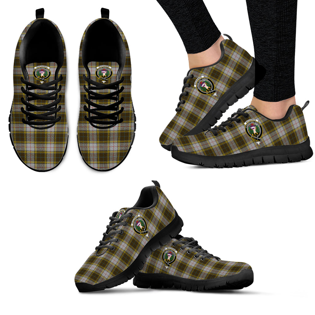 Buchanan Dress Tartan Sneakers with Family Crest - Tartan Vibes Clothing