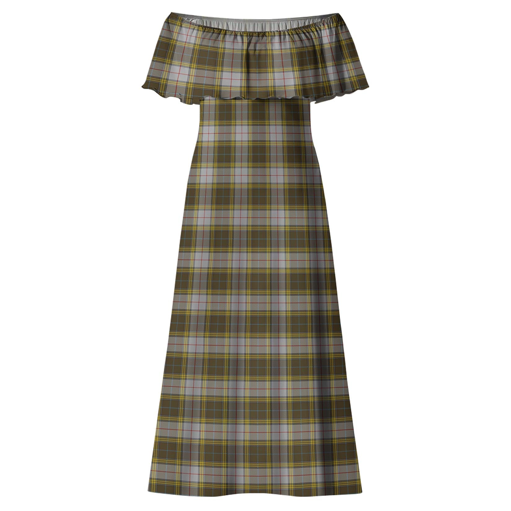 Buchanan Dress Tartan Off Shoulder Long Dress - Tartanvibesclothing