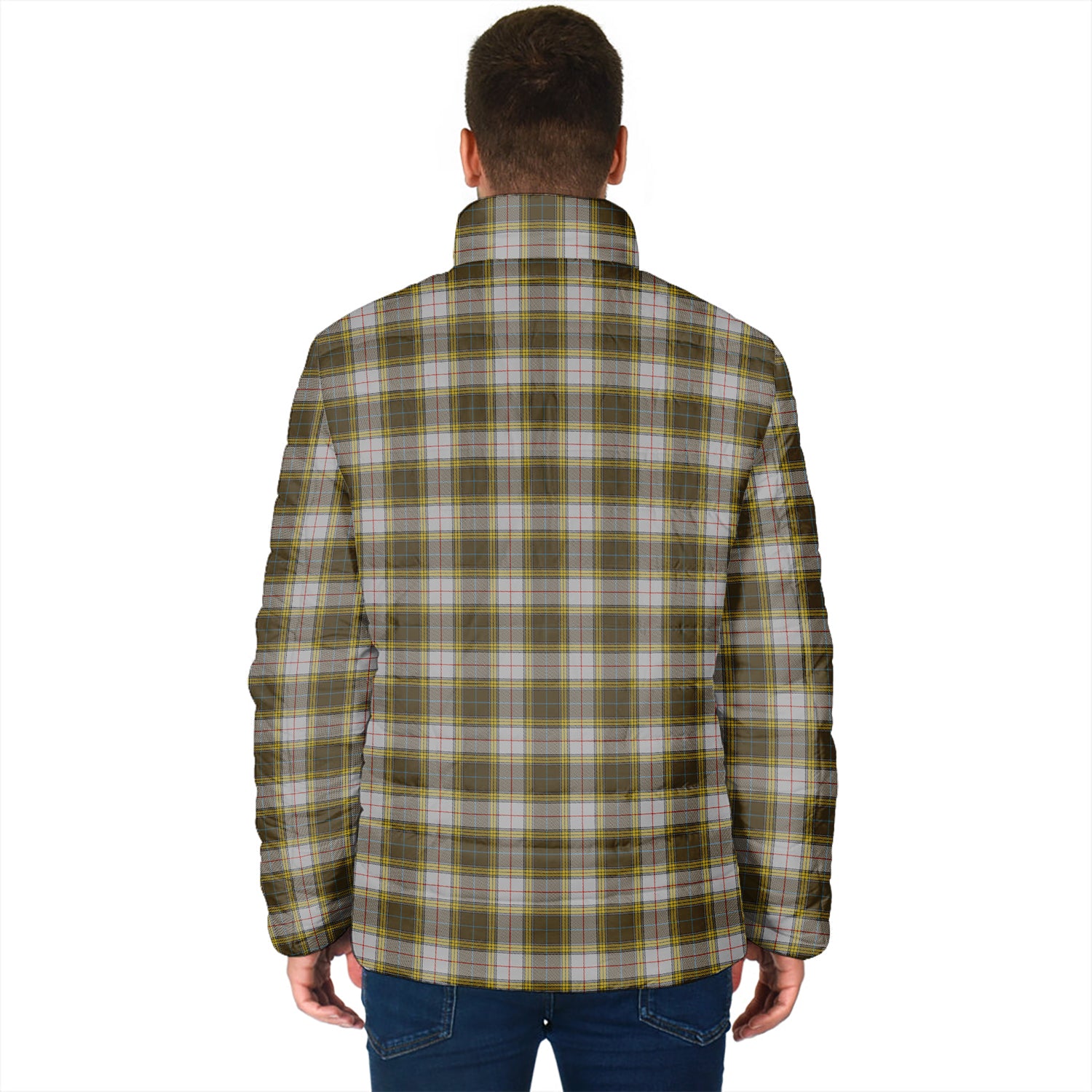 Buchanan Dress Tartan Padded Jacket with Family Crest - Tartan Vibes Clothing