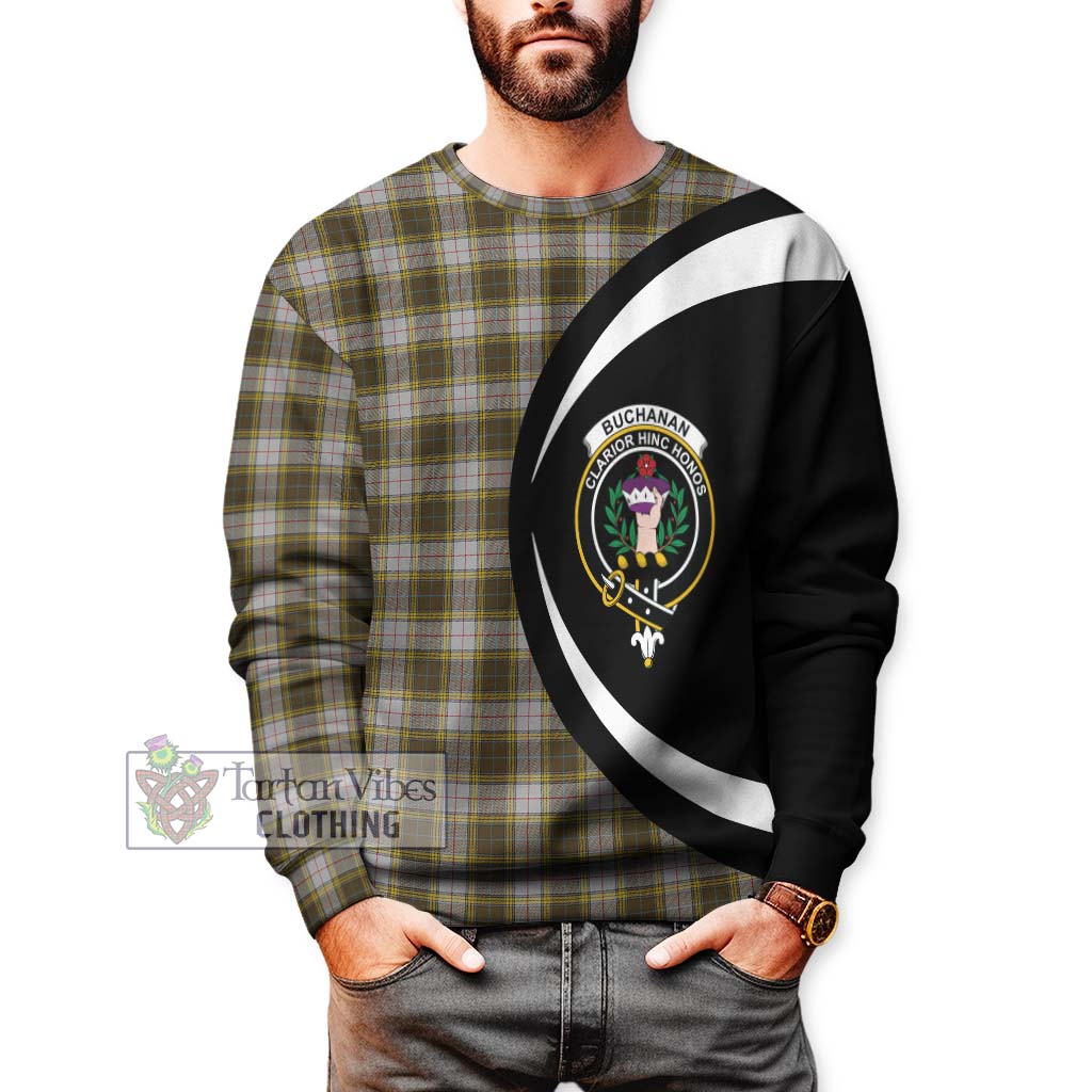 Buchanan Dress Tartan Sweatshirt with Family Crest Circle Style - Tartan Vibes Clothing