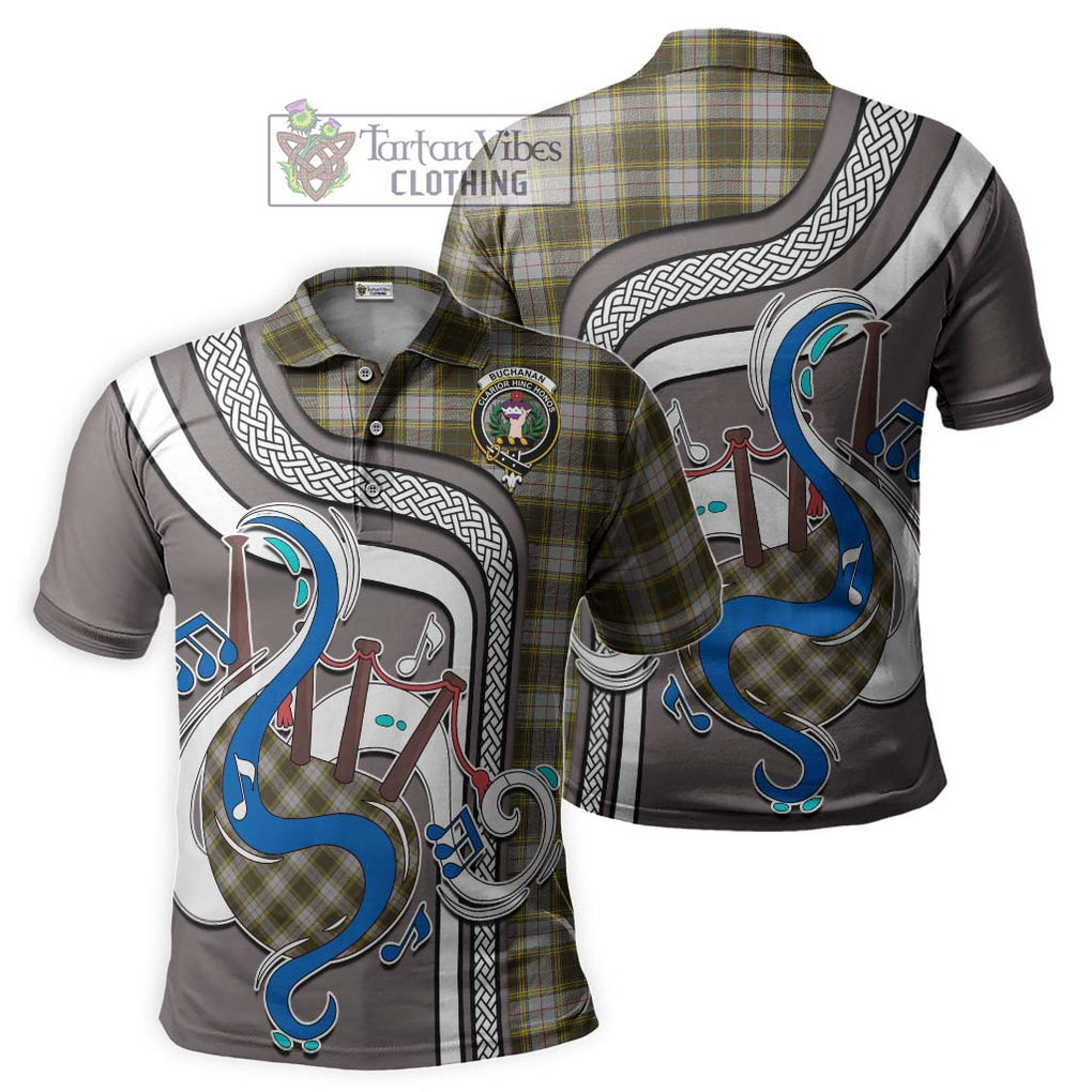 Tartan Vibes Clothing Buchanan Dress Tartan Polo Shirt with Epic Bagpipe Style