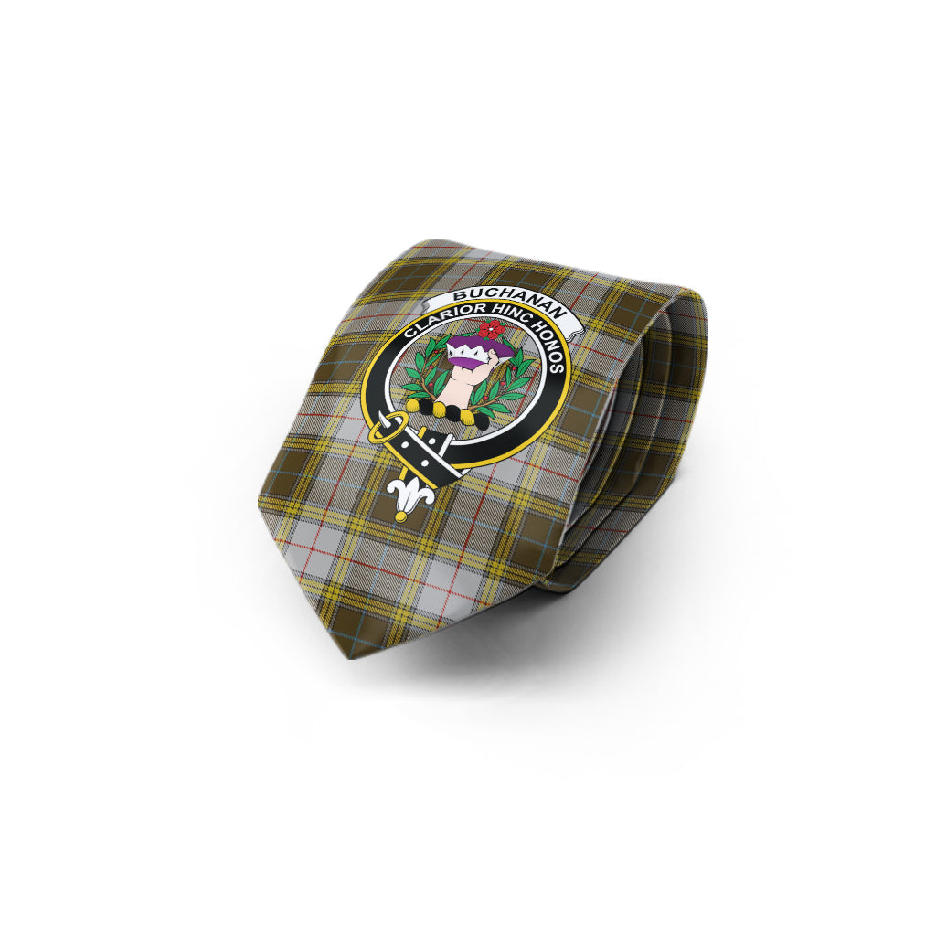 Buchanan Dress Tartan Classic Necktie with Family Crest - Tartan Vibes Clothing