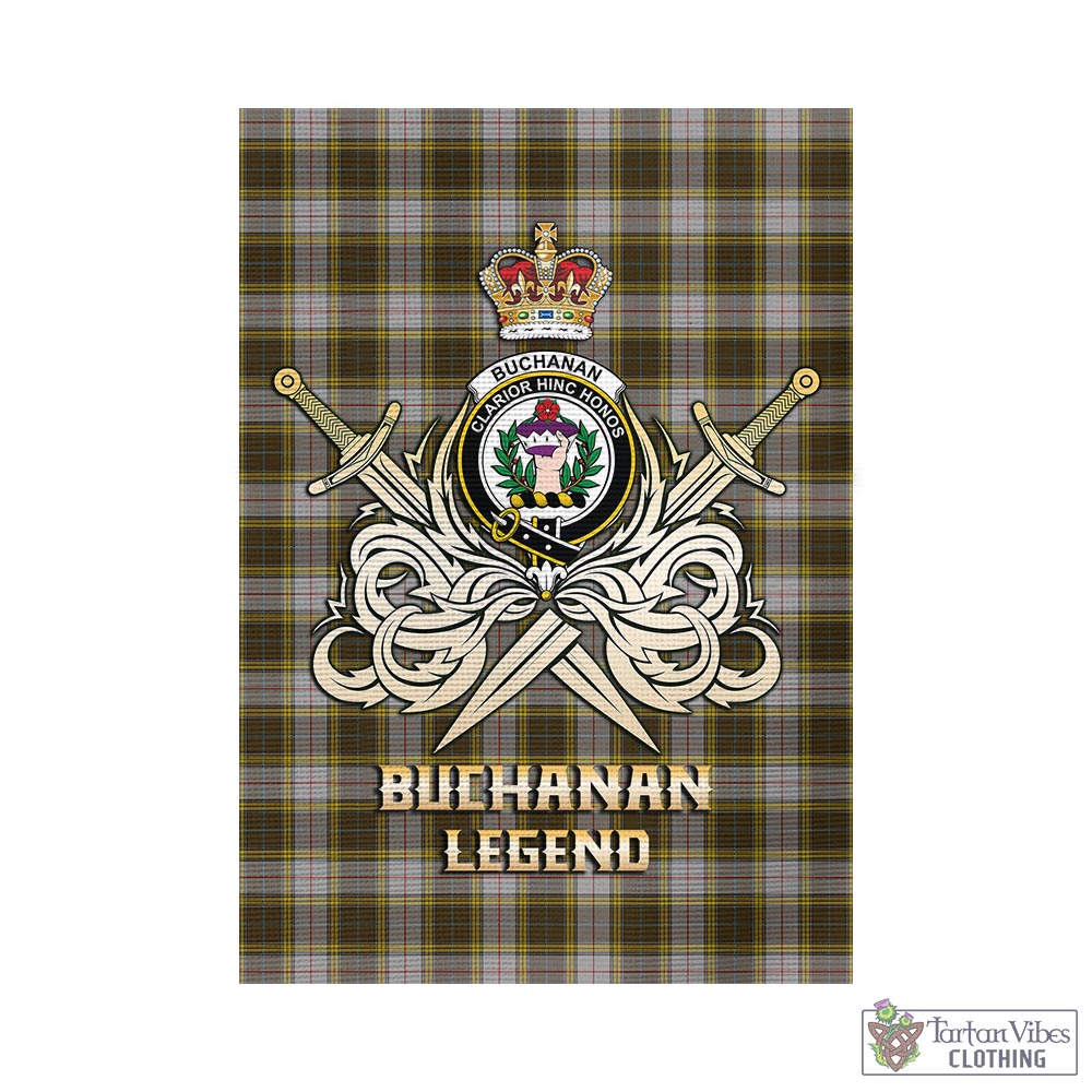 Tartan Vibes Clothing Buchanan Dress Tartan Flag with Clan Crest and the Golden Sword of Courageous Legacy