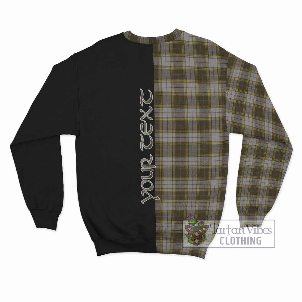 Buchanan Dress Tartan Sweatshirt with Family Crest and Half Of Me Style - Tartanvibesclothing Shop