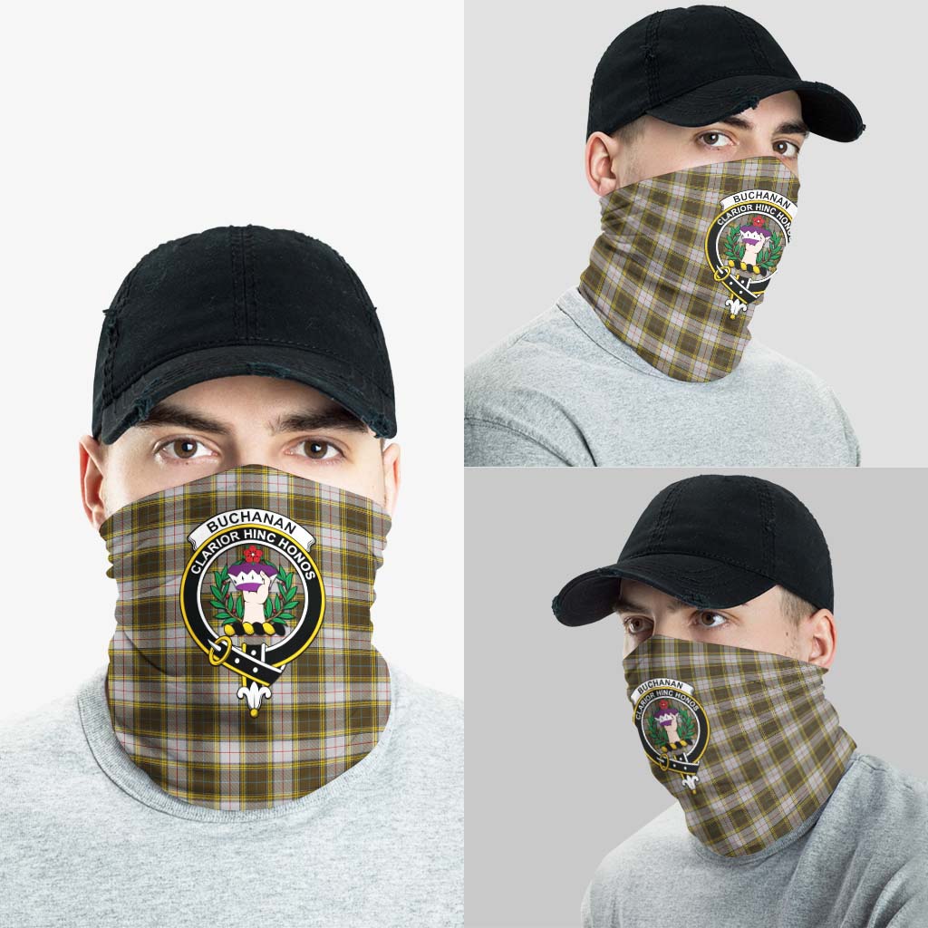 Buchanan Dress Tartan Neck Gaiters, Tartan Bandanas, Tartan Head Band with Family Crest