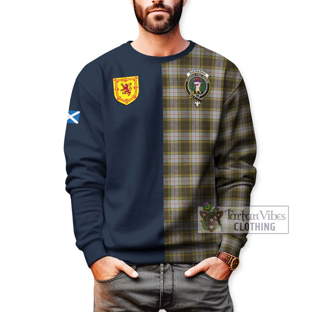 Tartan Vibes Clothing Buchanan Dress Tartan Sweatshirt with Scottish Lion Royal Arm Half Style