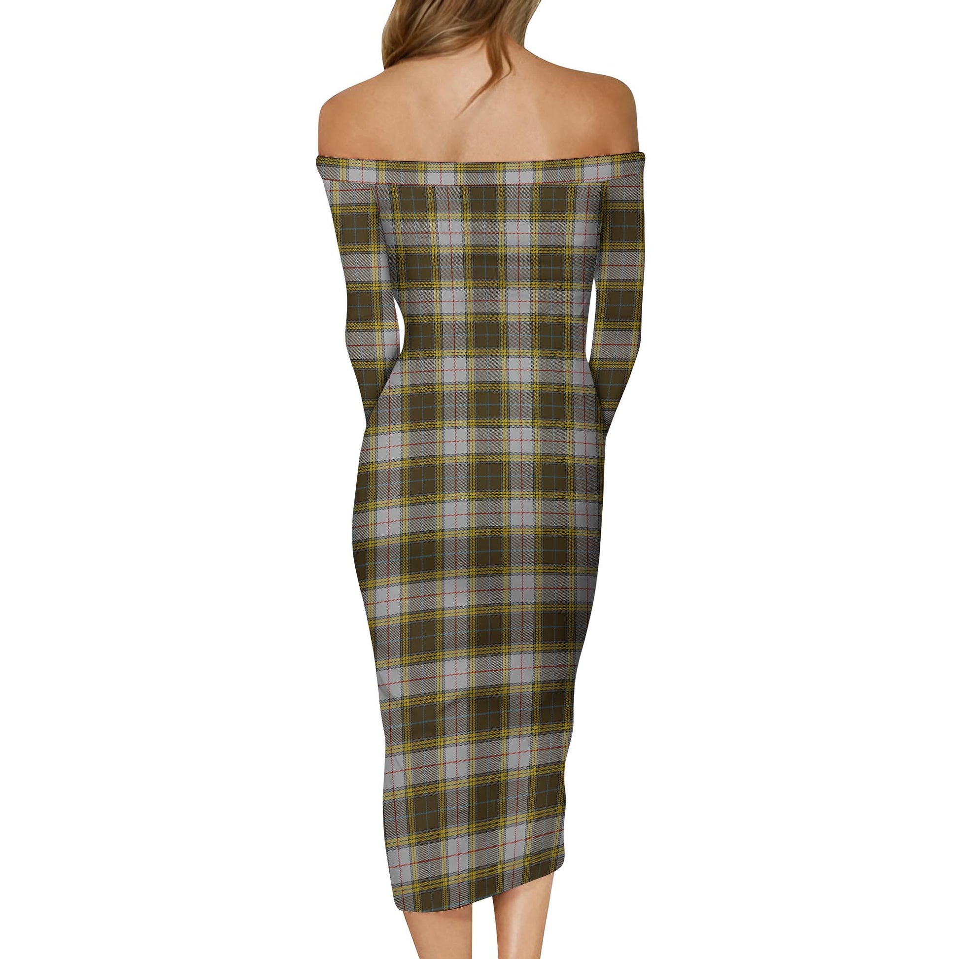 Buchanan Dress Tartan Off Shoulder Lady Dress - Tartanvibesclothing