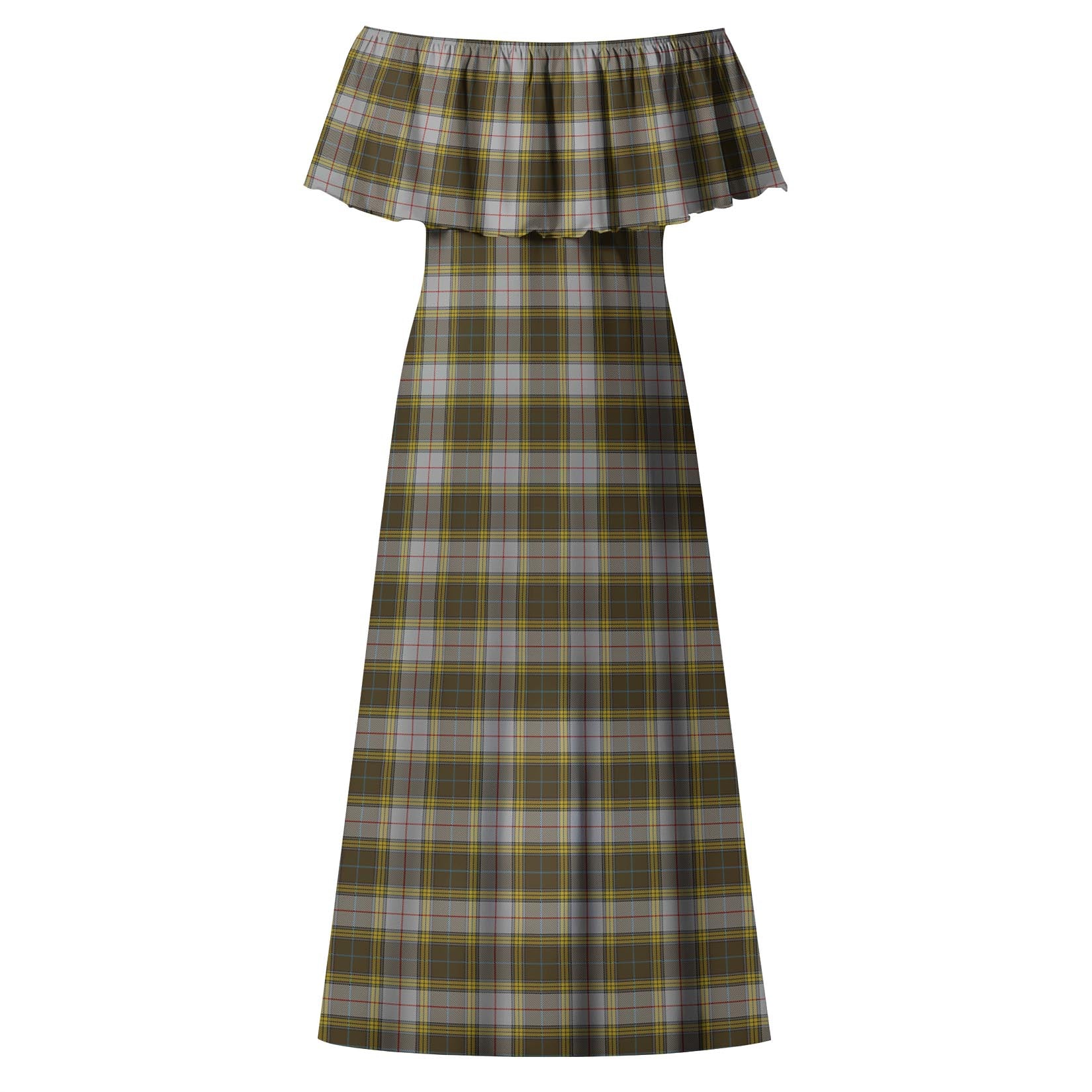 Buchanan Dress Tartan Off Shoulder Long Dress - Tartanvibesclothing