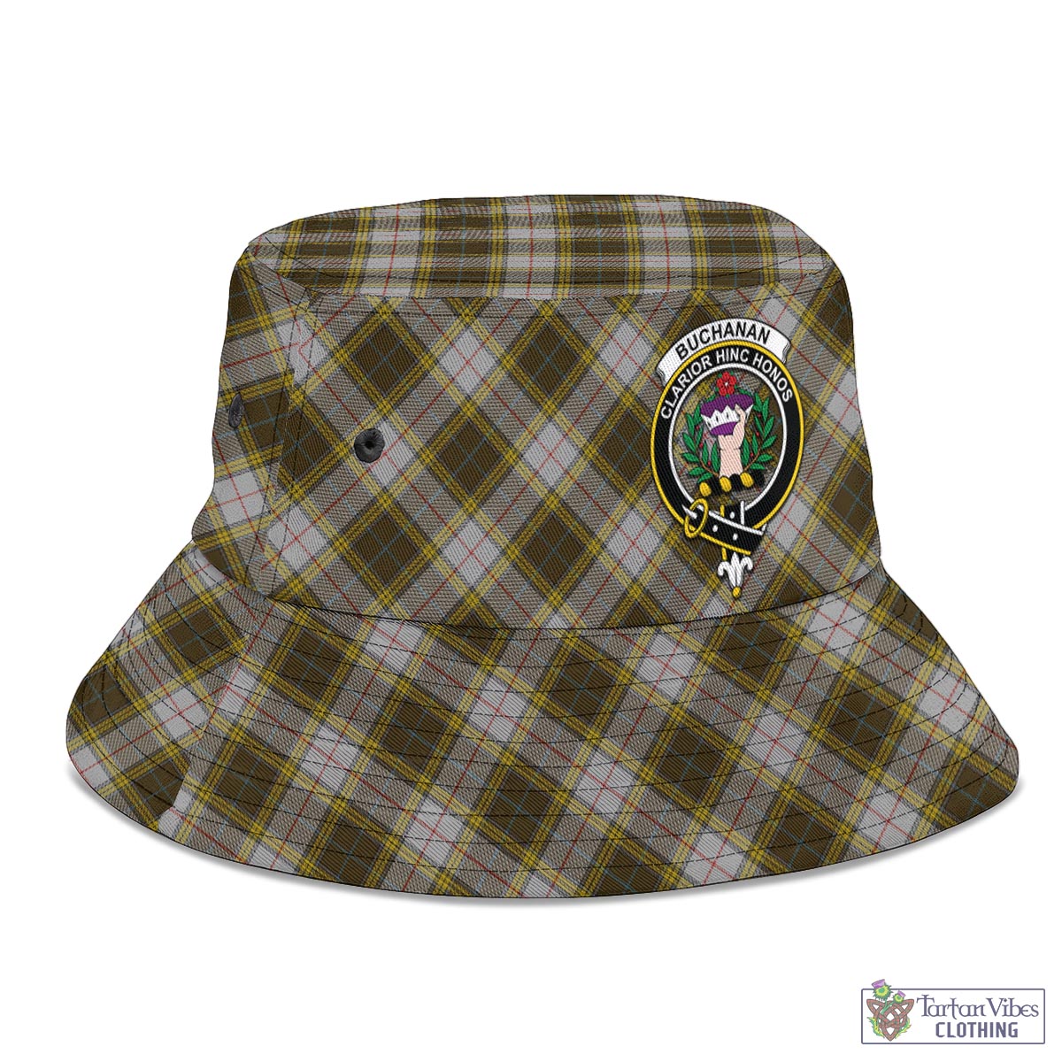 Tartan Vibes Clothing Buchanan Dress Tartan Bucket Hat with Family Crest