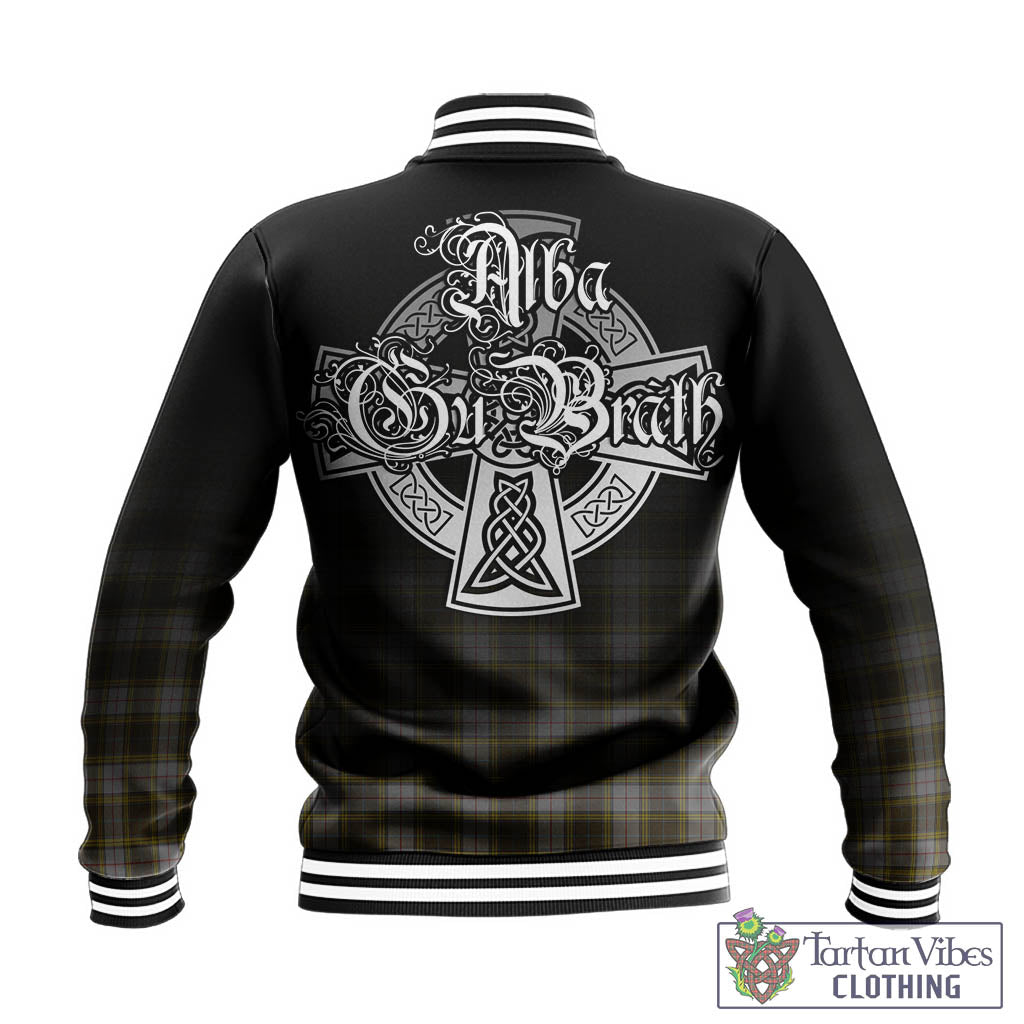 Tartan Vibes Clothing Buchanan Dress Tartan Baseball Jacket Featuring Alba Gu Brath Family Crest Celtic Inspired