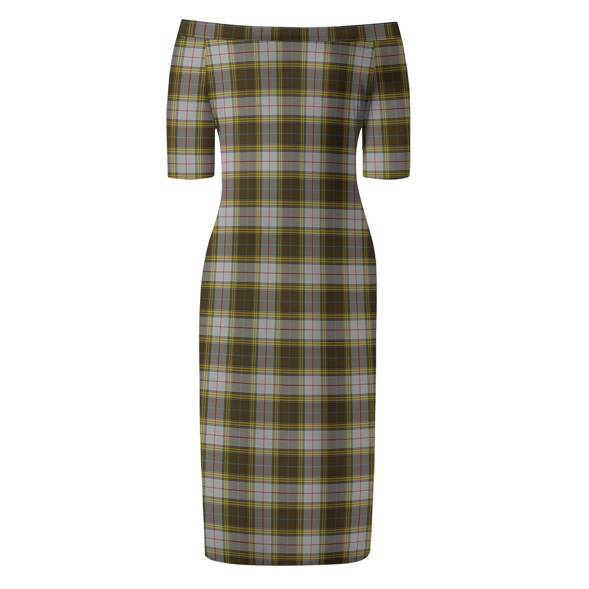 Buchanan Dress Tartan Off Shoulder Lady Dress - Tartanvibesclothing