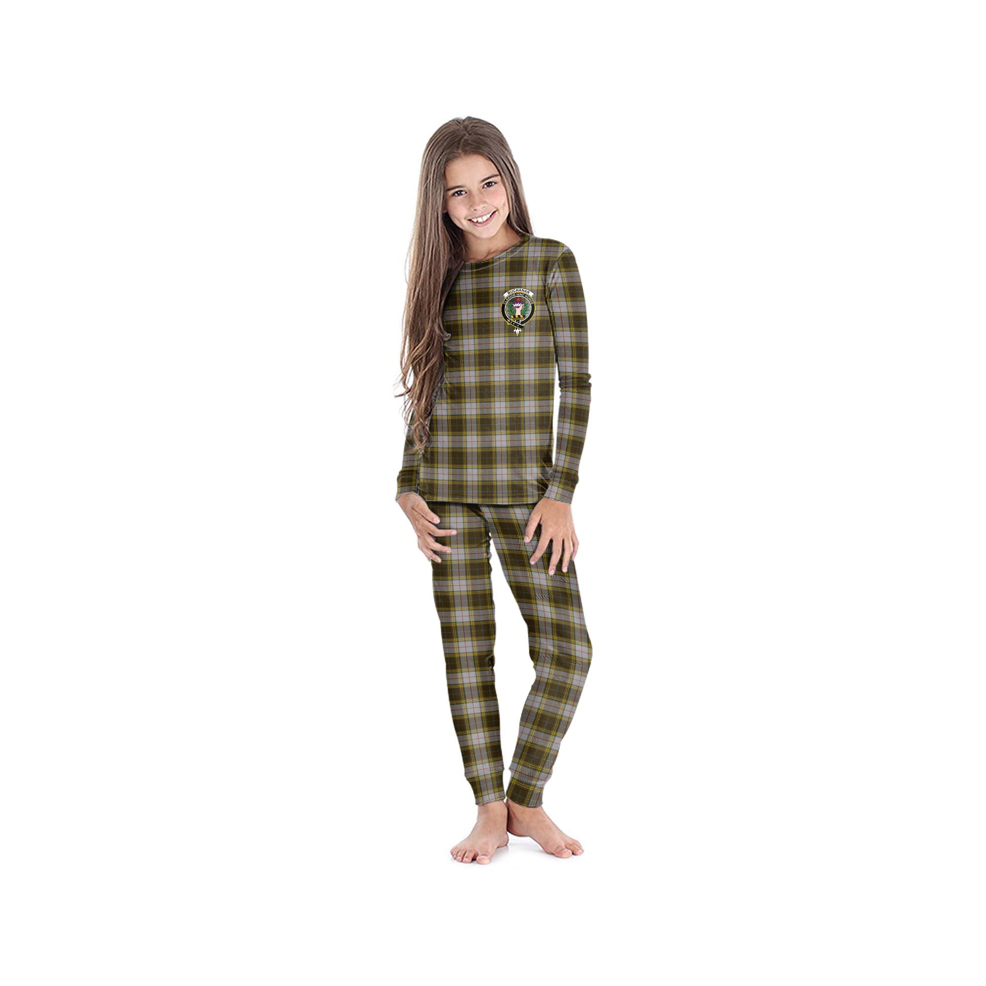 Buchanan Dress Tartan Pajamas Family Set with Family Crest - Tartan Vibes Clothing