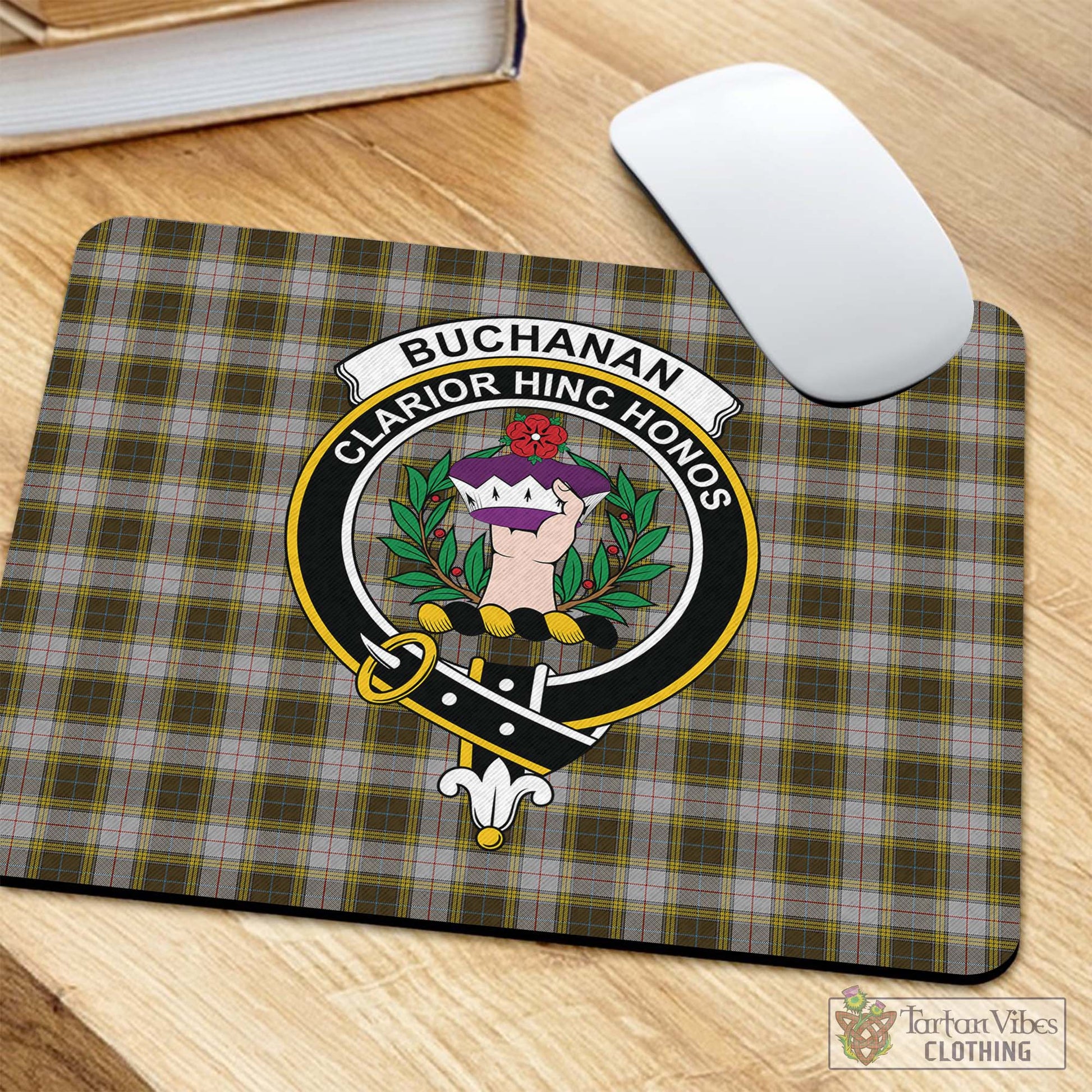 Tartan Vibes Clothing Buchanan Dress Tartan Mouse Pad with Family Crest