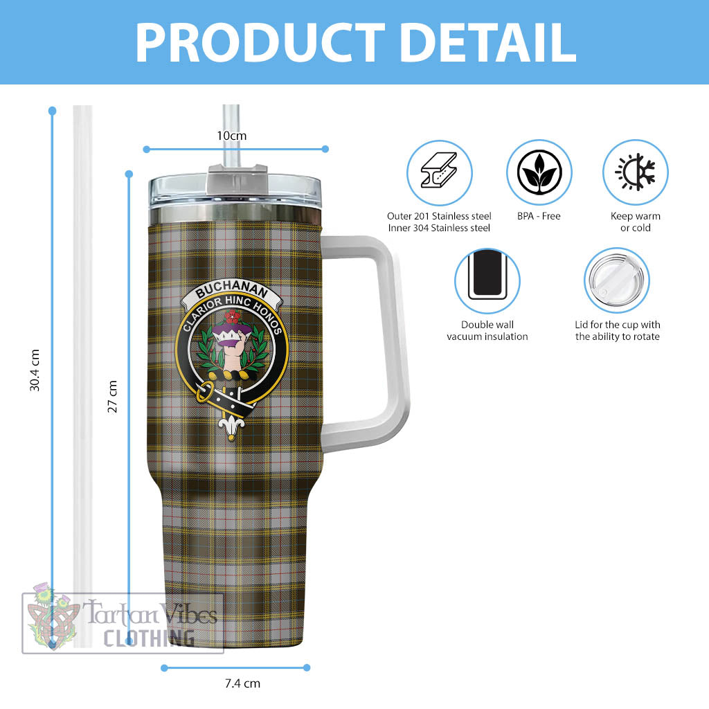 Tartan Vibes Clothing Buchanan Dress Tartan and Family Crest Tumbler with Handle