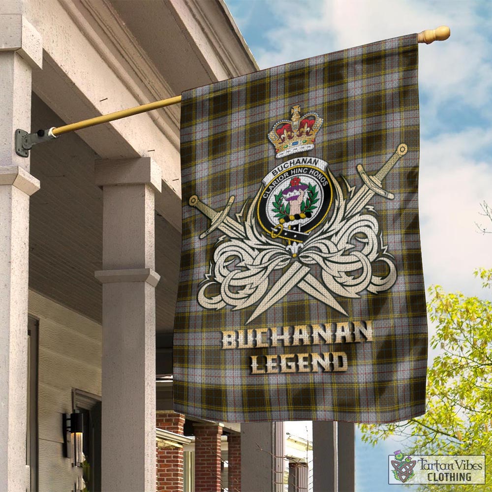 Tartan Vibes Clothing Buchanan Dress Tartan Flag with Clan Crest and the Golden Sword of Courageous Legacy