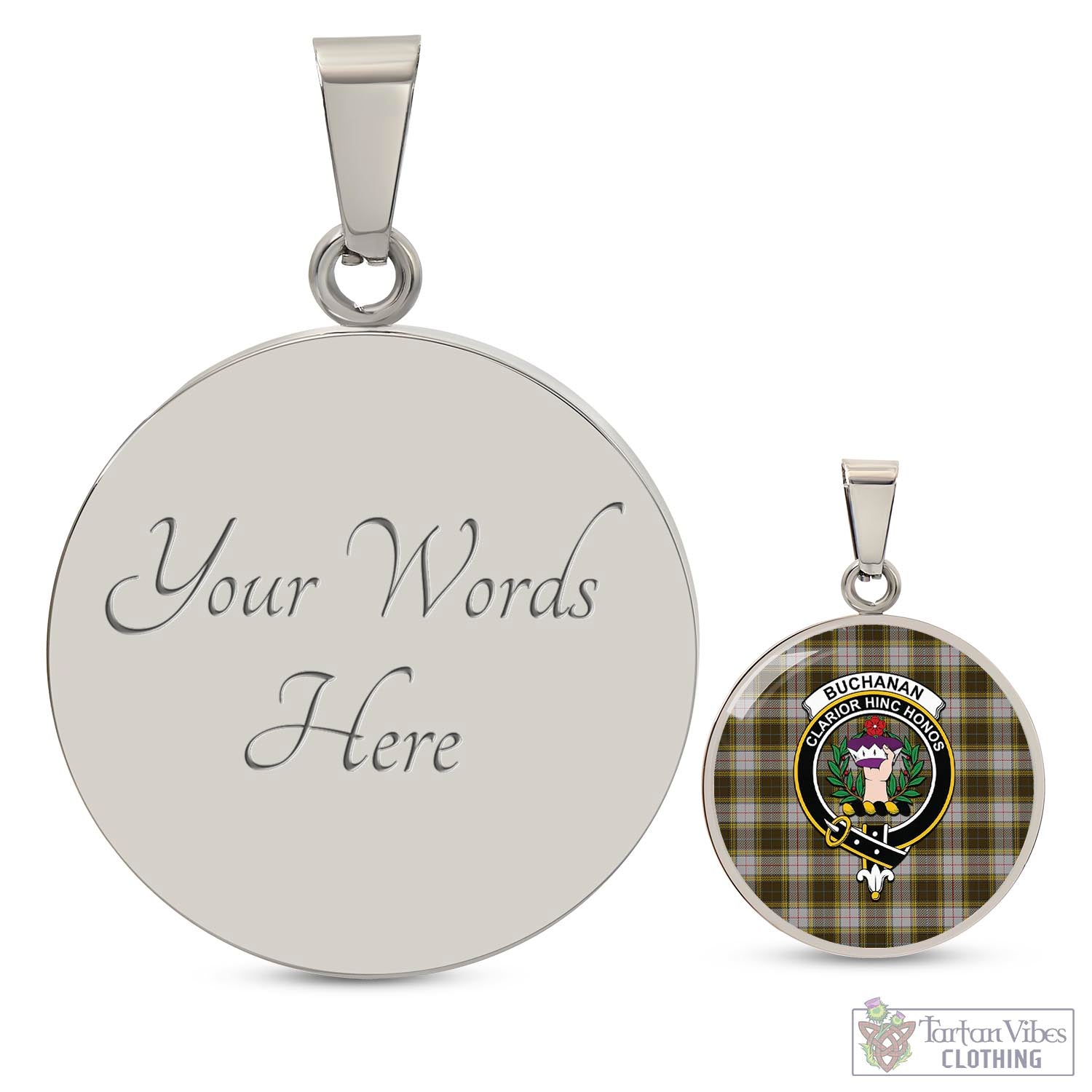 Tartan Vibes Clothing Buchanan Dress Tartan Circle Necklace with Family Crest