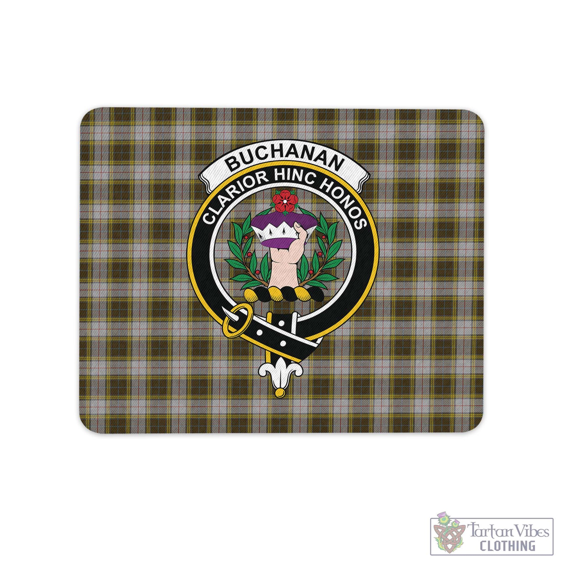 Tartan Vibes Clothing Buchanan Dress Tartan Mouse Pad with Family Crest