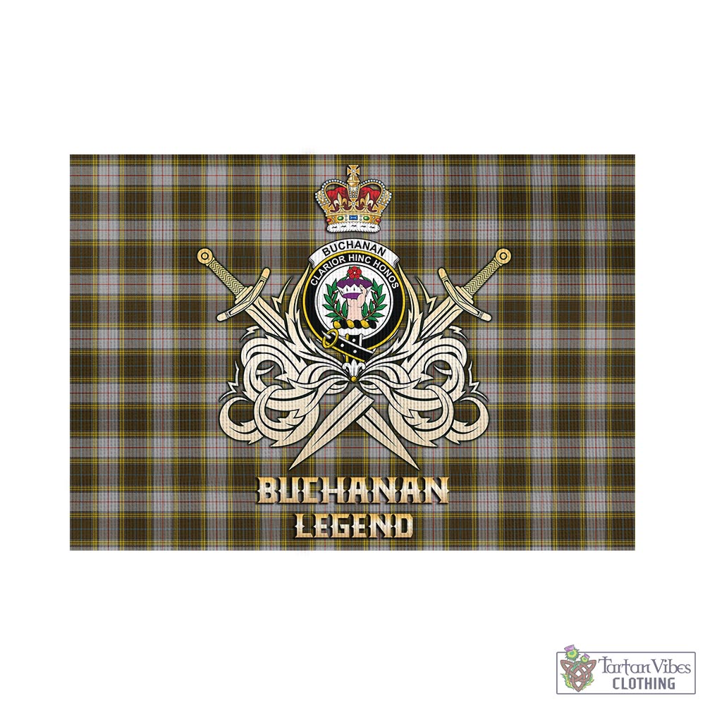 Tartan Vibes Clothing Buchanan Dress Tartan Flag with Clan Crest and the Golden Sword of Courageous Legacy