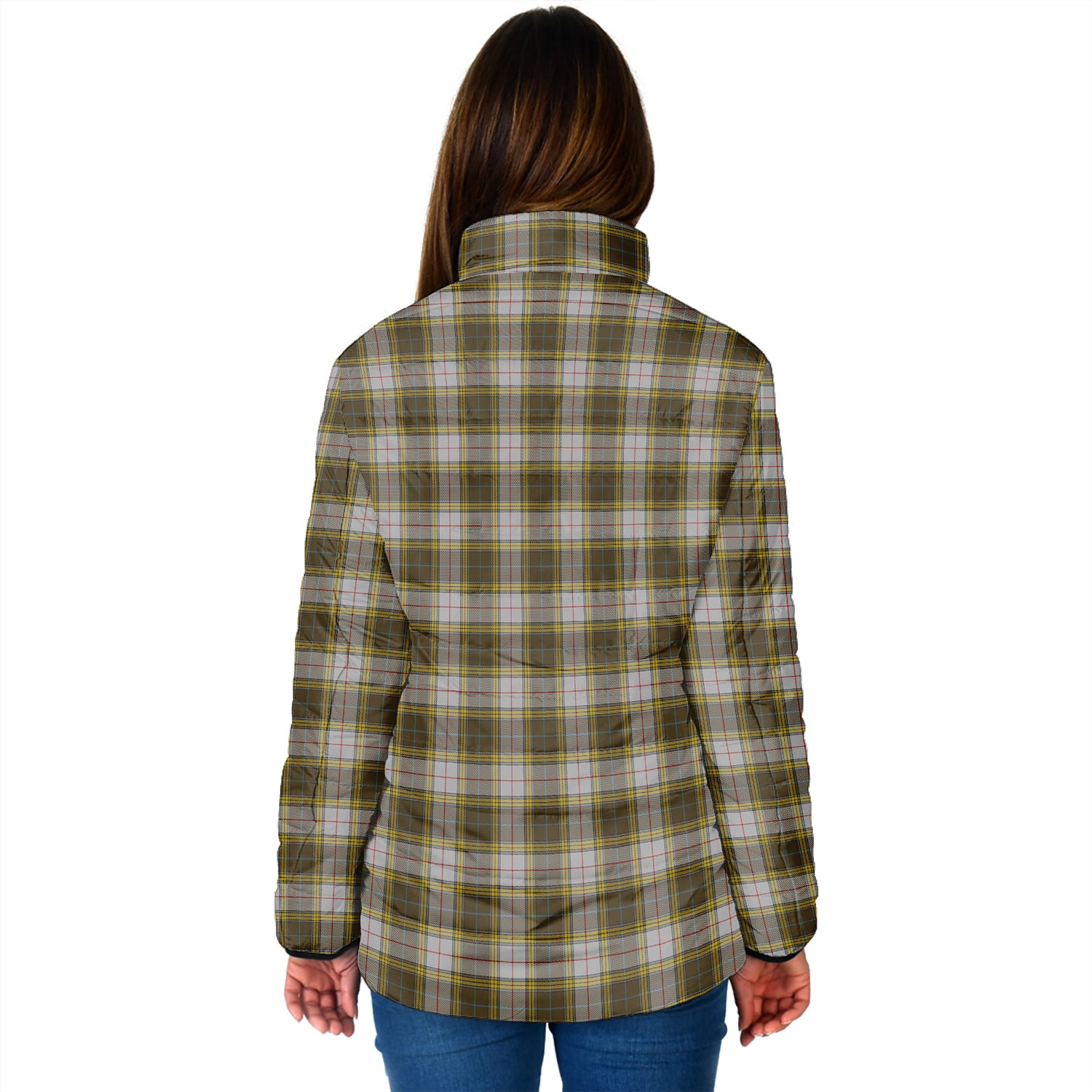 Buchanan Dress Tartan Padded Jacket with Family Crest - Tartan Vibes Clothing