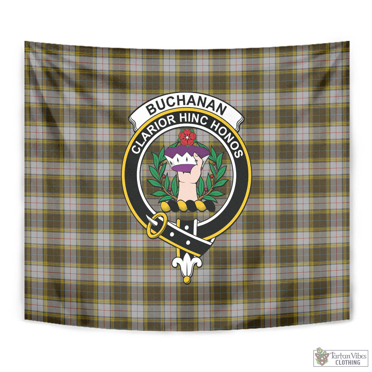 Tartan Vibes Clothing Buchanan Dress Tartan Tapestry Wall Hanging and Home Decor for Room with Family Crest