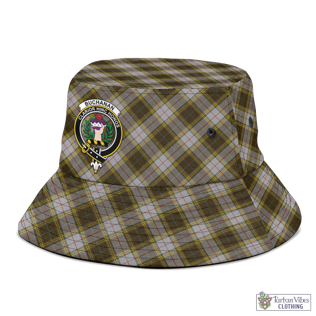 Tartan Vibes Clothing Buchanan Dress Tartan Bucket Hat with Family Crest