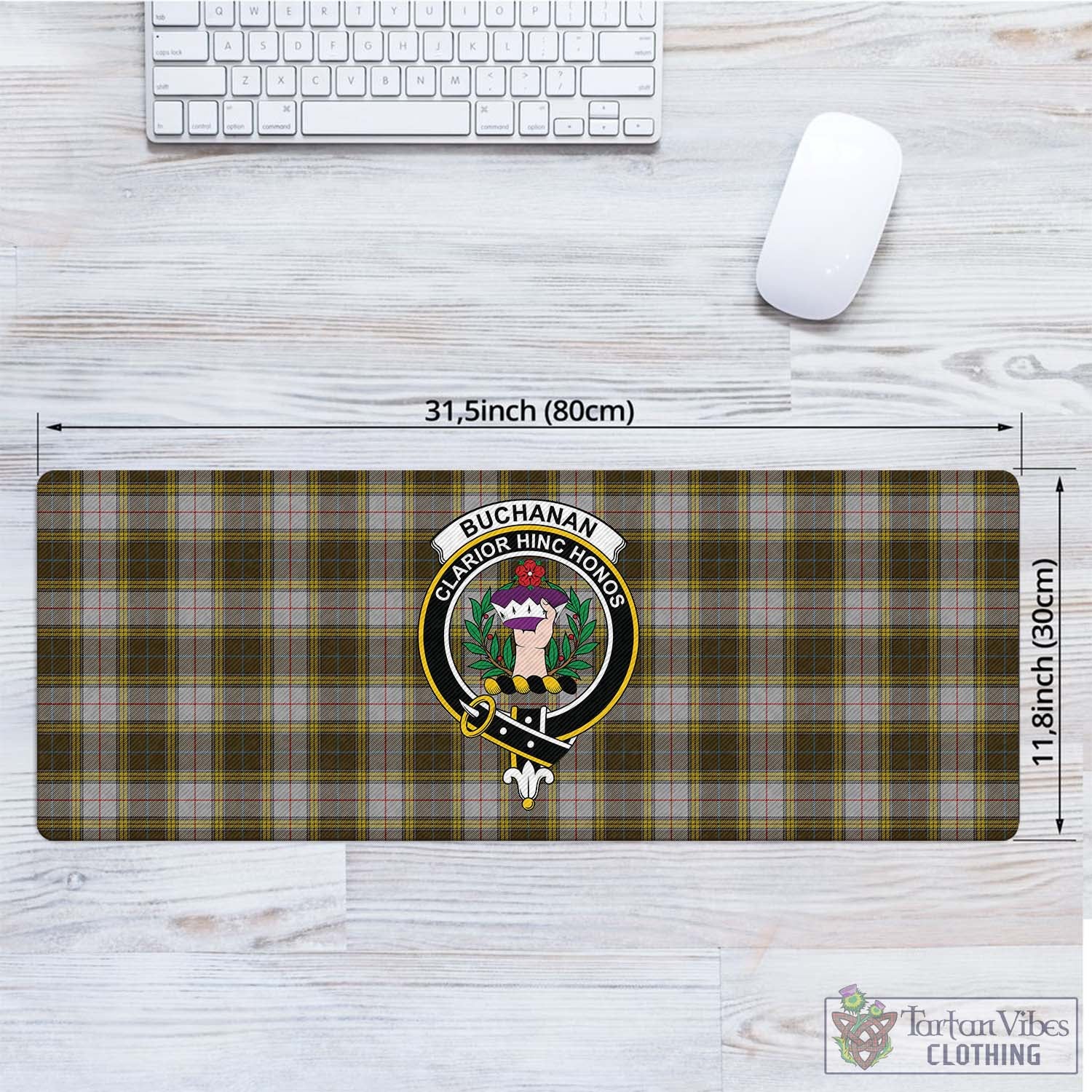 Tartan Vibes Clothing Buchanan Dress Tartan Mouse Pad with Family Crest