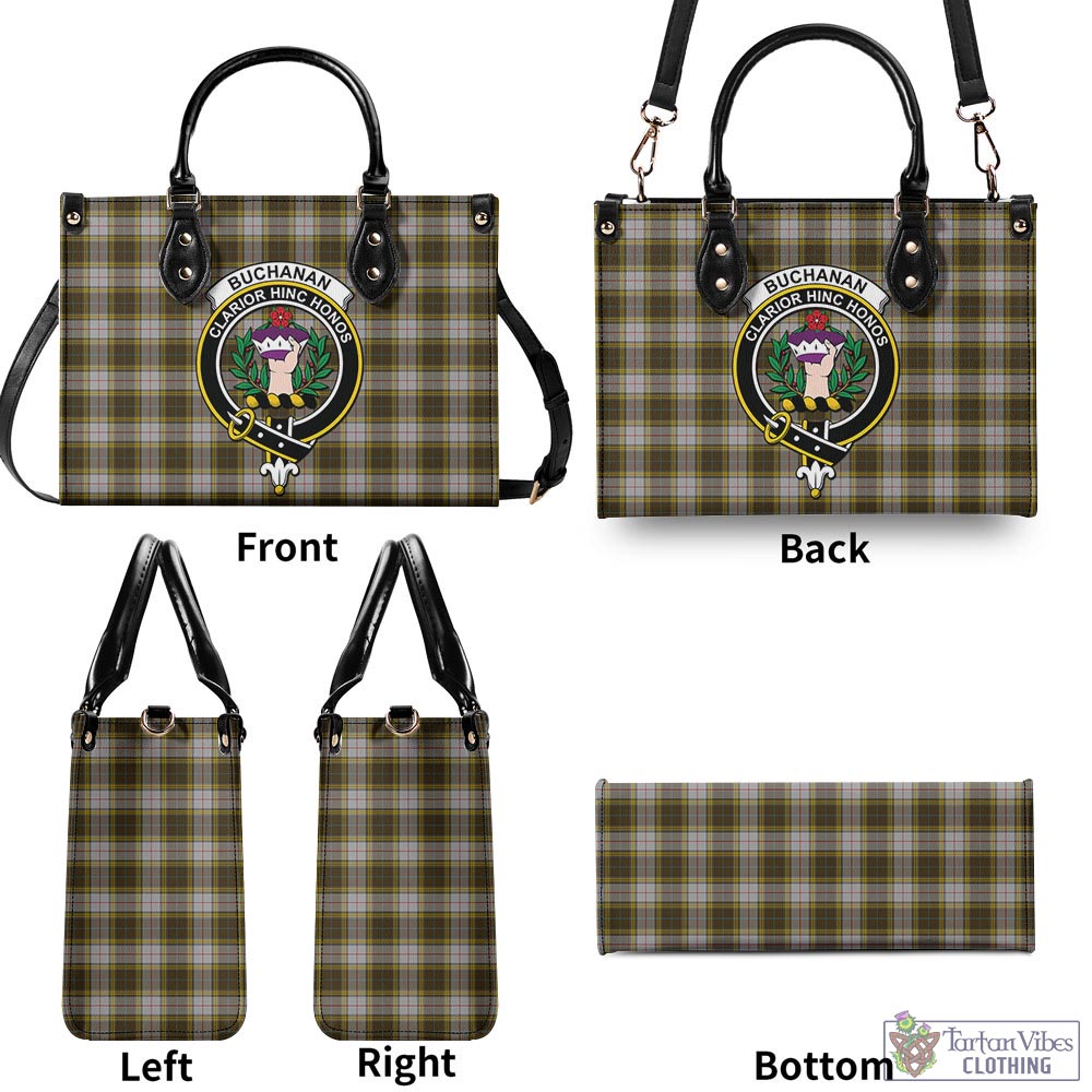 Tartan Vibes Clothing Buchanan Dress Tartan Luxury Leather Handbags with Family Crest