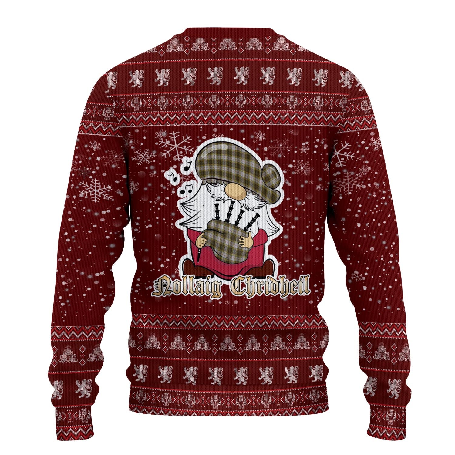 Buchanan Dress Clan Christmas Family Knitted Sweater with Funny Gnome Playing Bagpipes - Tartanvibesclothing