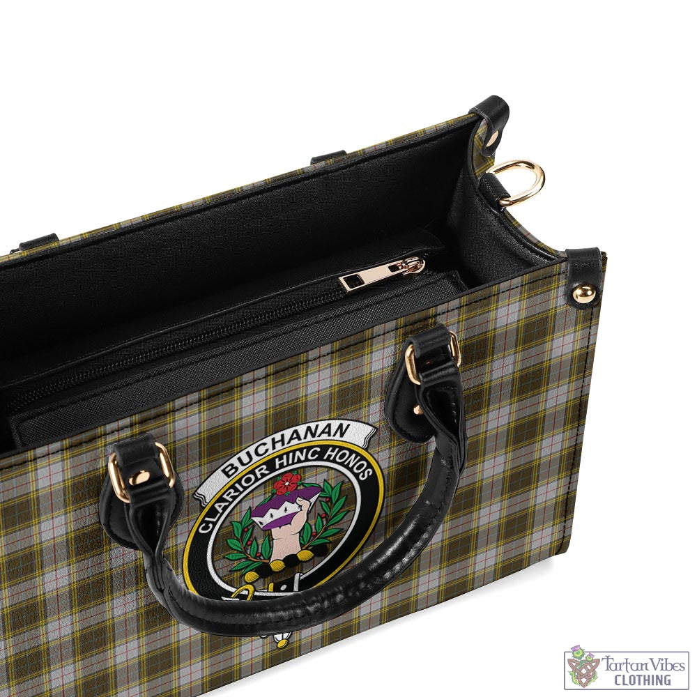 Tartan Vibes Clothing Buchanan Dress Tartan Luxury Leather Handbags with Family Crest