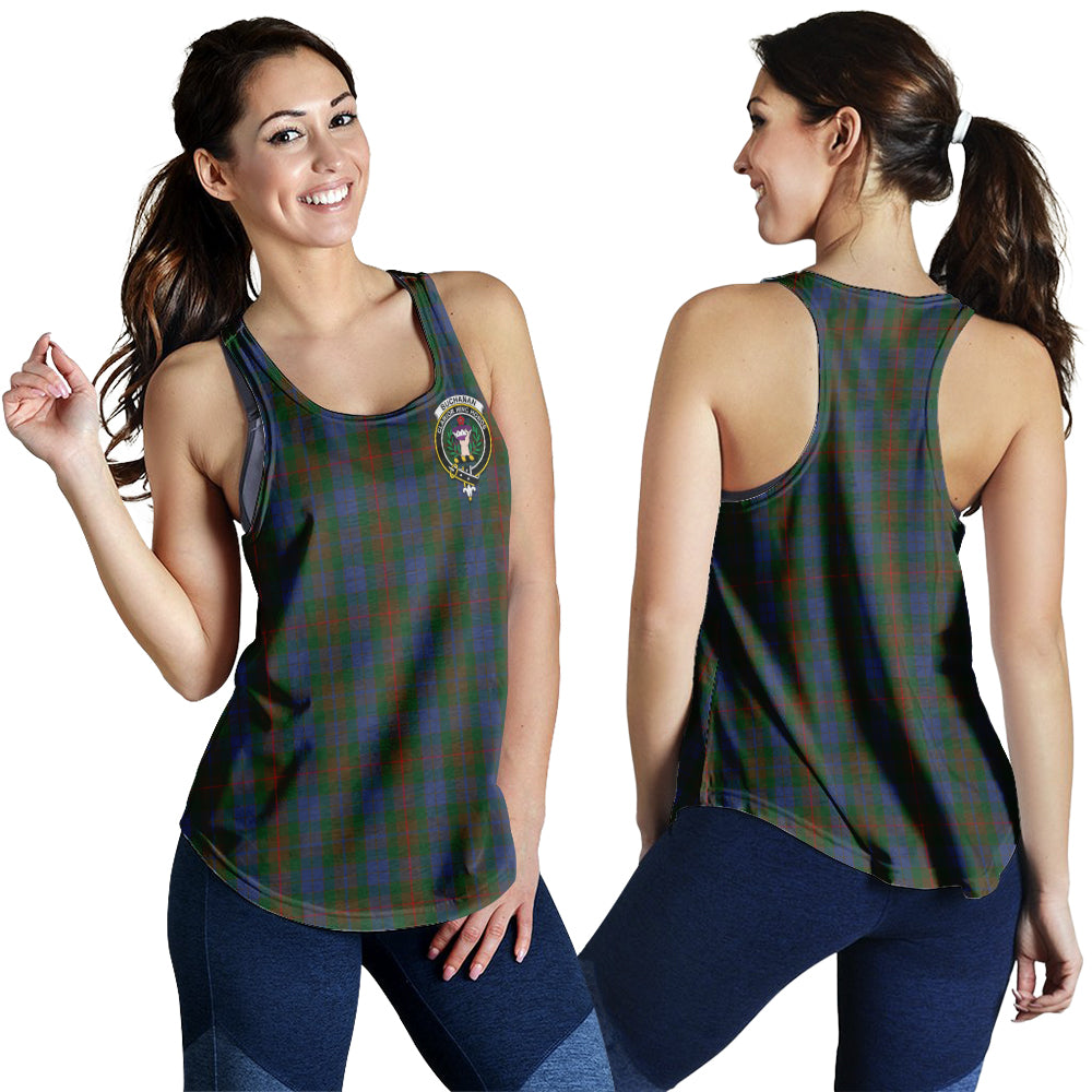 Buchanan Hunting Tartan Women Racerback Tanks with Family Crest - Tartanvibesclothing