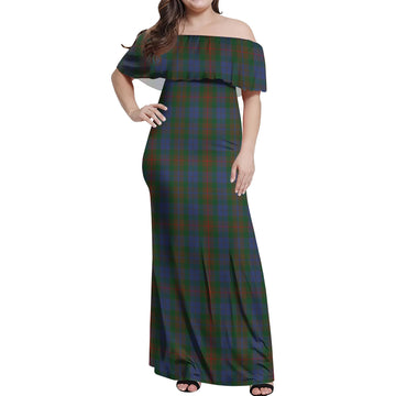 Buchanan Hunting Tartan Off Shoulder Long Dress