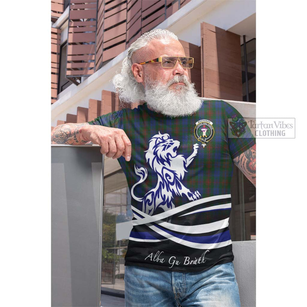 Tartan Vibes Clothing Buchanan Hunting Tartan Cotton T-shirt with Alba Gu Brath Regal Lion Emblem