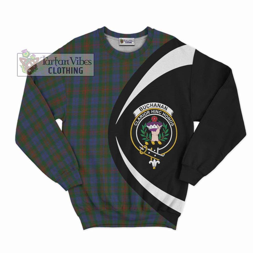 Buchanan Hunting Tartan Sweatshirt with Family Crest Circle Style Unisex - Tartan Vibes Clothing