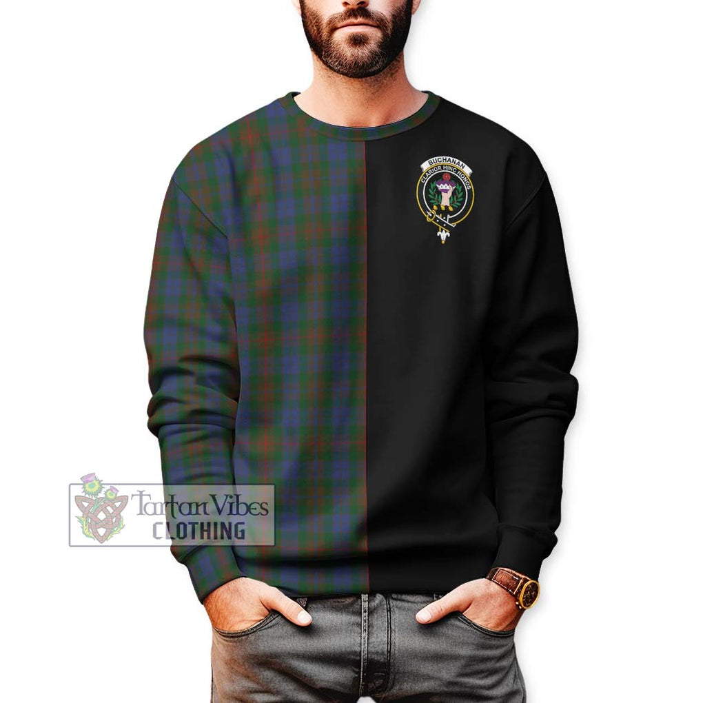 Buchanan Hunting Tartan Sweatshirt with Family Crest and Half Of Me Style Unisex - Tartanvibesclothing Shop