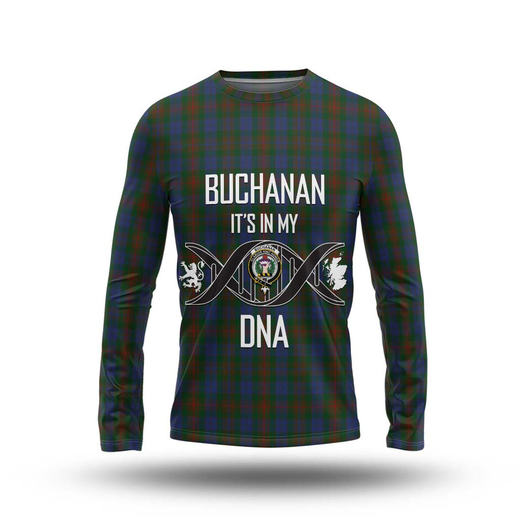 Buchanan Hunting Tartan Long Sleeve T-Shirt with Family Crest DNA In Me Style Unisex - Tartanvibesclothing Shop