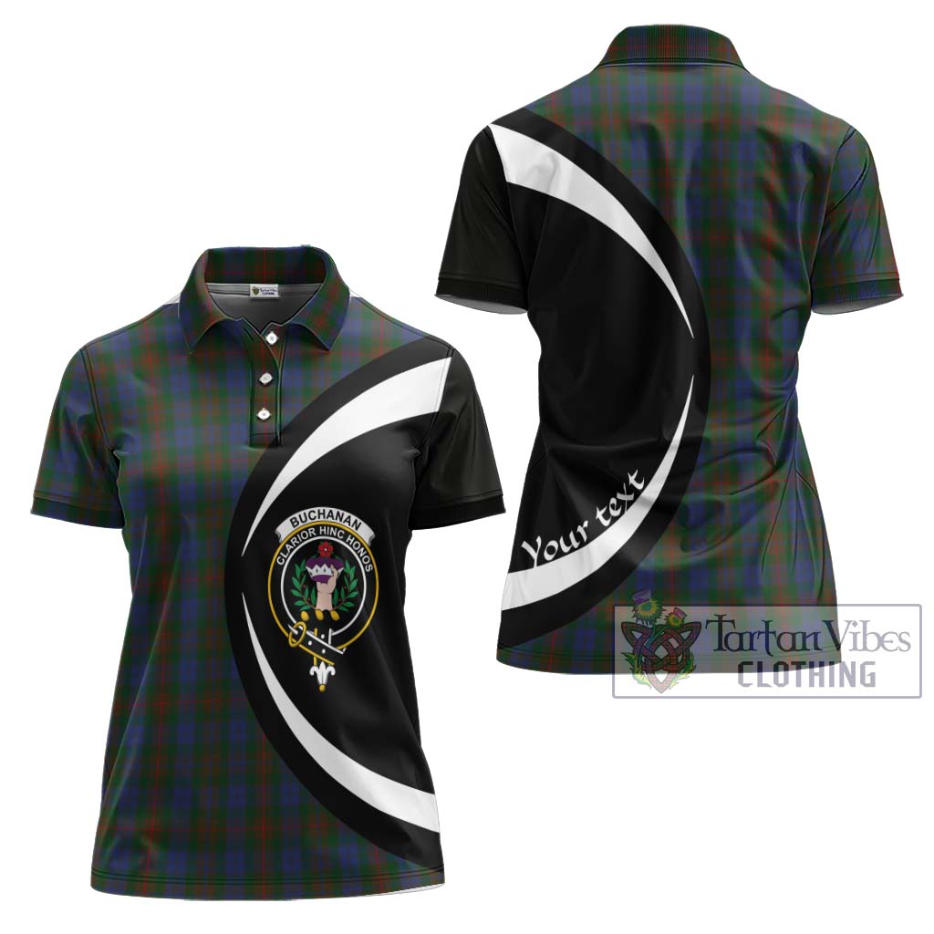 Buchanan Hunting Tartan Women's Polo Shirt with Family Crest Circle Style Women - Tartan Vibes Clothing