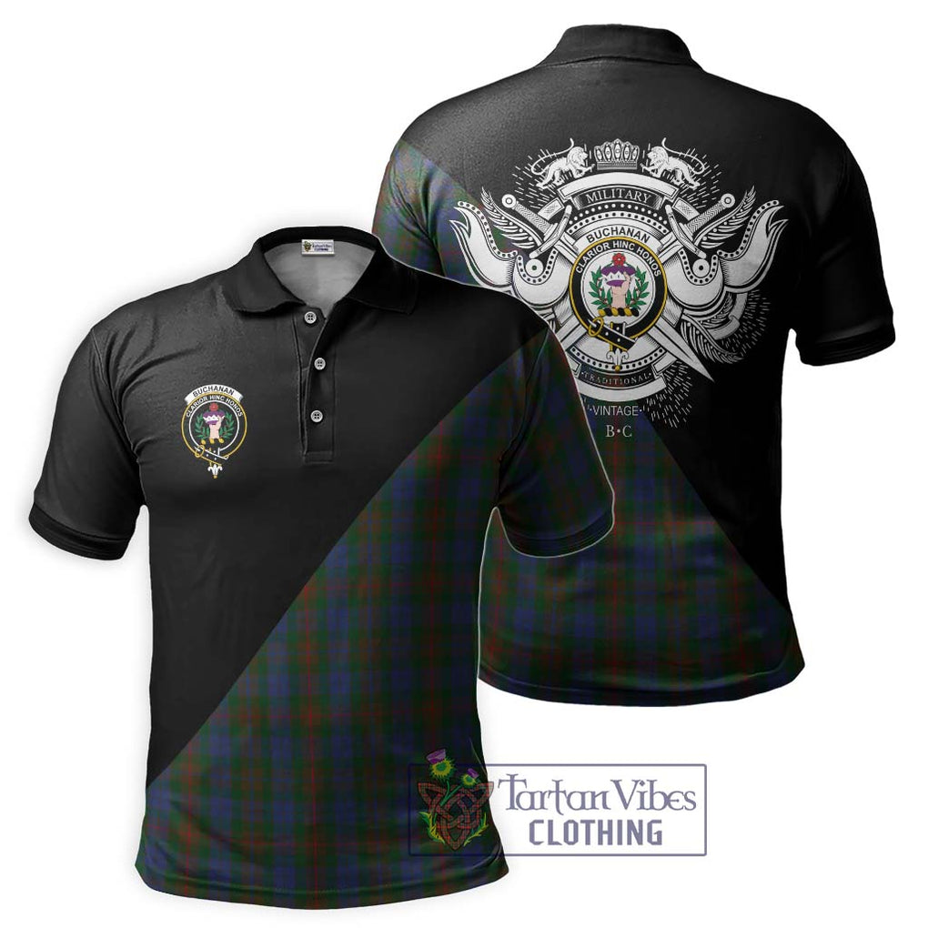 Buchanan Hunting Tartan Polo Shirt with Family Crest and Military Logo Style Kid - Tartanvibesclothing Shop