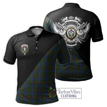 Buchanan Hunting Tartan Polo Shirt with Family Crest and Military Logo Style