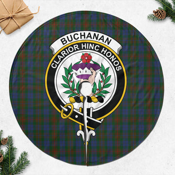 Buchanan Hunting Tartan Christmas Tree Skirt with Family Crest