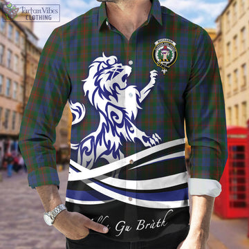 Buchanan Hunting Tartan Long Sleeve Button Up Shirt with Alba Gu Brath Regal Lion Emblem