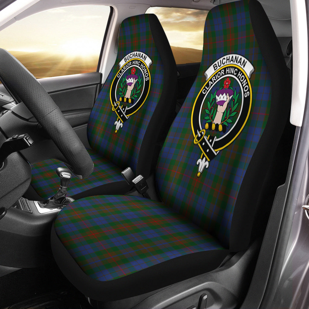 Buchanan Hunting Tartan Car Seat Cover with Family Crest One Size - Tartanvibesclothing