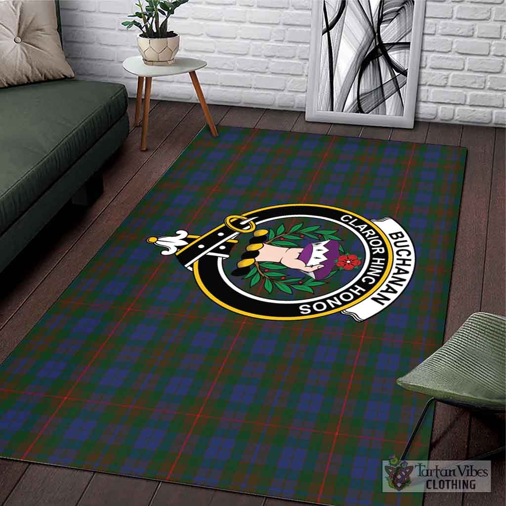 Tartan Vibes Clothing Buchanan Hunting Tartan Area Rug with Family Crest