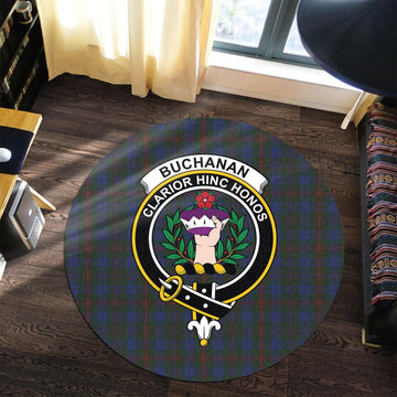 Buchanan Hunting Tartan Round Rug with Family Crest