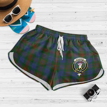 Buchanan Hunting Tartan Womens Shorts with Family Crest