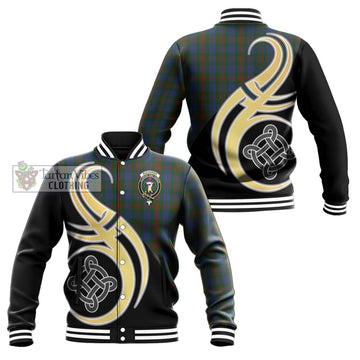 Buchanan Hunting Tartan Baseball Jacket with Family Crest and Celtic Symbol Style