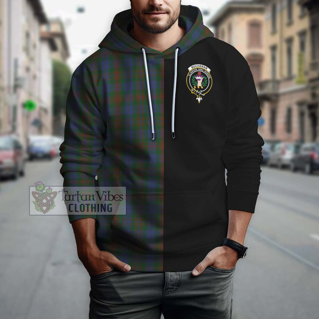 Buchanan Hunting Tartan Hoodie with Family Crest and Half Of Me Style Zip Hoodie - Tartanvibesclothing Shop