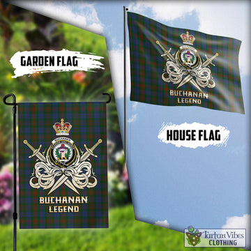 Buchanan Hunting Tartan Flag with Clan Crest and the Golden Sword of Courageous Legacy