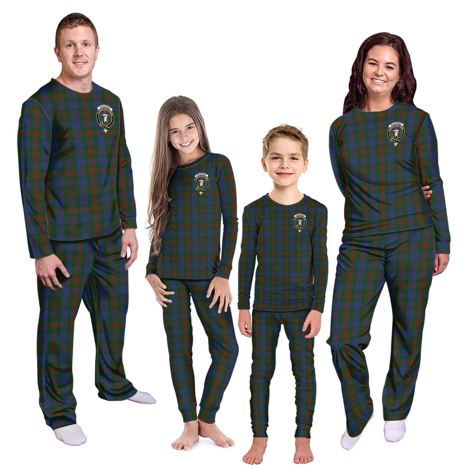 Buchanan Hunting Tartan Pajamas Family Set with Family Crest Kid - Tartan Vibes Clothing