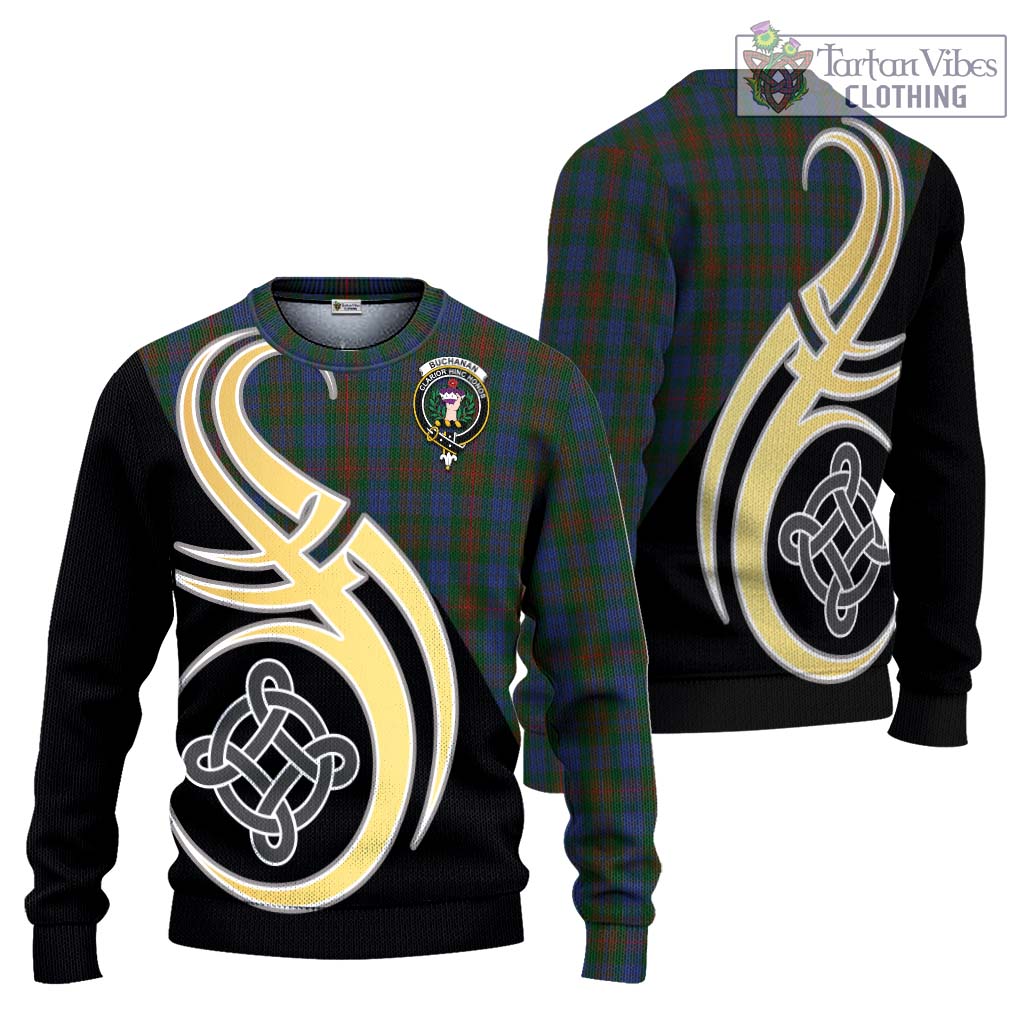 Buchanan Hunting Tartan Knitted Sweater with Family Crest and Celtic Symbol Style Unisex - Tartan Vibes Clothing